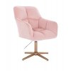Křeslo AMALFI VELUR na zlatém kříži - růžové