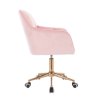 Křeslo AMALFI VELUR na zlaté podstavě s kolečky - růžové