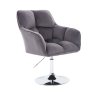 Křeslo AMALFI VELUR na stříbrném talíři - tmavě šedé