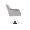 Křeslo AMALFI VELUR na stříbrném talíři - světle šedé