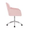 Křeslo AMALFI VELUR na stříbrné podstavě s kolečky - růžové