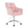 Křeslo AMALFI VELUR na stříbrné podstavě s kolečky - růžové