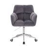 Křeslo AMALFI VELUR na stříbrné podstavě s kolečky - tmavě šedé