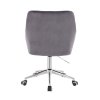 Křeslo AMALFI VELUR na stříbrné podstavě s kolečky - tmavě šedé