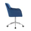 Křeslo AMALFI VELUR na stříbrné podstavě s kolečky - modré