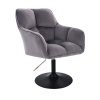 Křeslo AMALFI VELUR na černém talíři - tmavě šedé