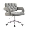 Židle ADRIA VELUR na stříbrné podstavě s kolečky - šedá