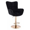 Barové křeslo AURORA VELUR na zlatém talíři - černé