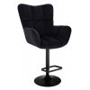 Barové křeslo AURORA VELUR na černém talíři - černé