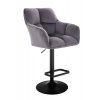 Barová židle AMALFI VELUR na černém talíři - tmavě šedá