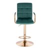 Barová židle VERONA GOLD VELUR na zlatém talíři - zelená
