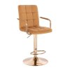 Barová židle VERONA GOLD VELUR na zlatém talíři - medová