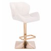 Barová židle MILANO VELUR na zlaté hranaté podstavě - bílá