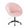 Křeslo VERA VELUR na černé podstavě s kolečky - světle růžové