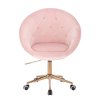 Křeslo VERA VELUR na zlaté podstavě s kolečky - světle růžové