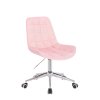Židle PARIS VELUR na stříbrné podstavě s kolečky - světle růžová