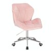 Židle MILANO MAX VELUR na stříbrné podstavě s kolečky - světle růžová