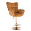 Barové křeslo AURORA VELUR na zlatém talíři - medové