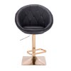 Barová židle VERA na zlaté hranaté podstavě - černá
