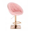Barová židle VERA na zlaté hranaté podstavě - světle růžová