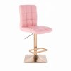 Barová židle TOLEDO na zlaté hranaté podstavě - světle růžová