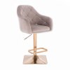 Barová židle ROMA VELUR na zlaté hranaté podstavě - světle šedá
