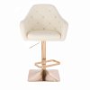 Barová židle ROMA na zlaté hranaté podstavě - krémová
