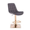 Barová židle PARIS VELUR na zlaté hranaté podstavě - šedá