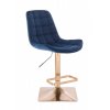 Barová židle PARIS VELUR na zlaté hranaté podstavě - modrá