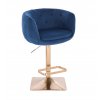 Barová židle MONTANA VELUR na zlaté hranaté podstavě - modrá