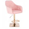 Barová židle ANDORA na zlaté hranaté podstavě - růžová