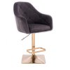 Barová židle ANDORA VELUR na zlaté hranaté podstavě - tmavěšedá