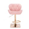 Barová židle MILANO na zlaté hranaté podstavě - růžová