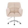 Křeslo AMALFI VELUR na stříbrné podstavě s kolečky - krémové