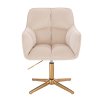 Kosmetické křeslo AMALFI VELUR na zlatém kříži - krémové