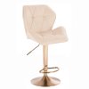 Barová židle MILANO MAX VELUR na zlatém talíři - krémová