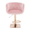 Barová židle MONTANA VELUR na zlaté hranaté podstavě - světle růžová