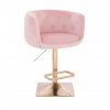 Barová židle MONTANA VELUR na zlaté hranaté podstavě - světle růžová