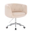 Židle MONTANA VELUR na stříbrné podstavě s kolečky - krémová