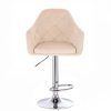Barová židle ROMA VELUR na stříbrném talíři - krémová