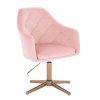 Křeslo ROMA VELUR na zlatém kříži - světle růžové