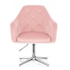 Křeslo ROMA VELUR na stříbrném kříži - světle růžové
