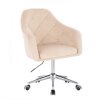 Křeslo ROMA VELUR na stříbrné podstavě s kolečky - krémové