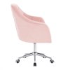 Křeslo ROMA VELUR na stříbrné podstavě s kolečky - světle růžové