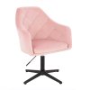 Křeslo ROMA VELUR na černém kříži - světle růžové