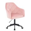 Křeslo ROMA VELUR na černé podstavě s kolečky - světle růžové