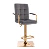 Barová židle VERONA GOLD VELUR na zlaté hranaté podstavě  - tmavě šedá