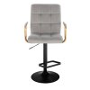 Barová židle VERONA GOLD VELUR na černém talíři  - světle šedá