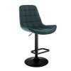 Barová židle PARIS VELUR na černé kulaté podstavě - zelená
