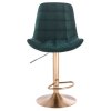 Barová židle PARIS VELUR na zlaté kulaté podstavě - zelená